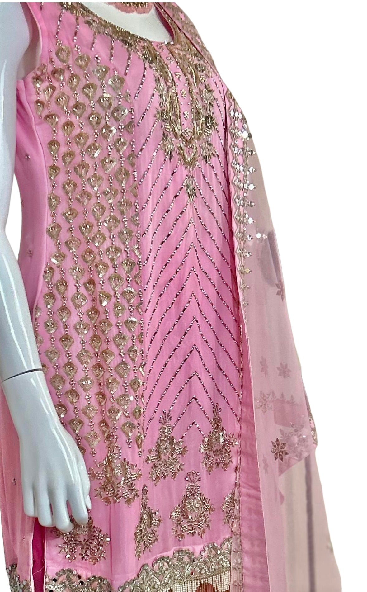 Pink georgette sharara set