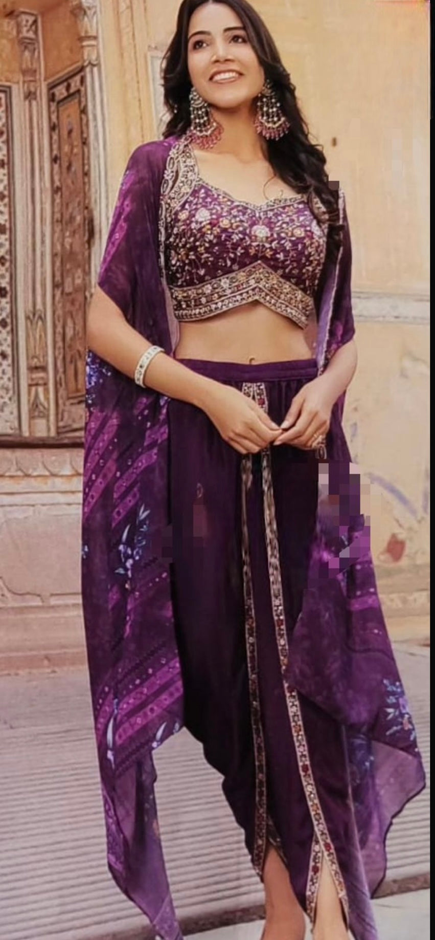 Purple dhoti set