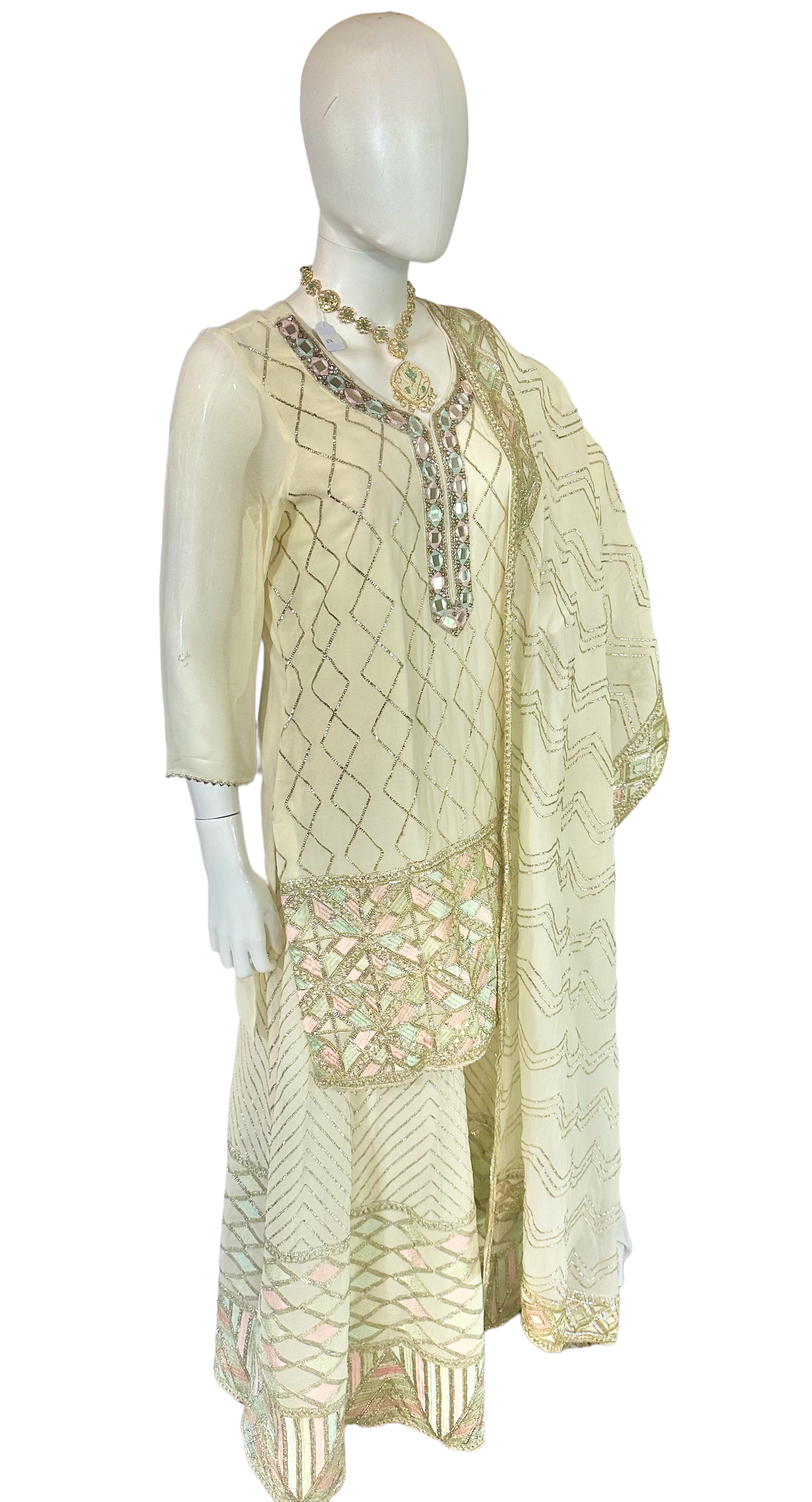 Ivory sharara suit