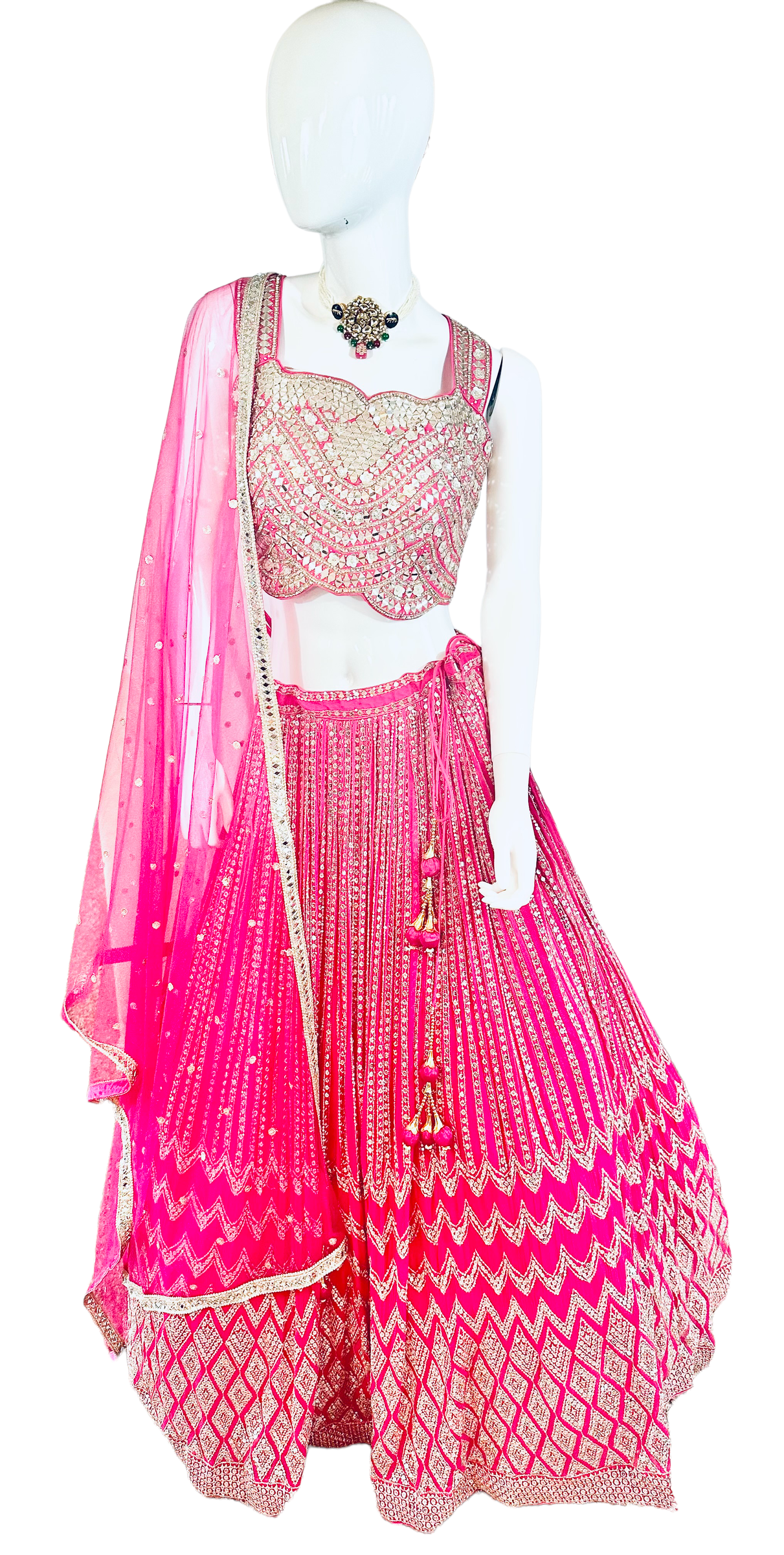 Hot pink sequins lehenga