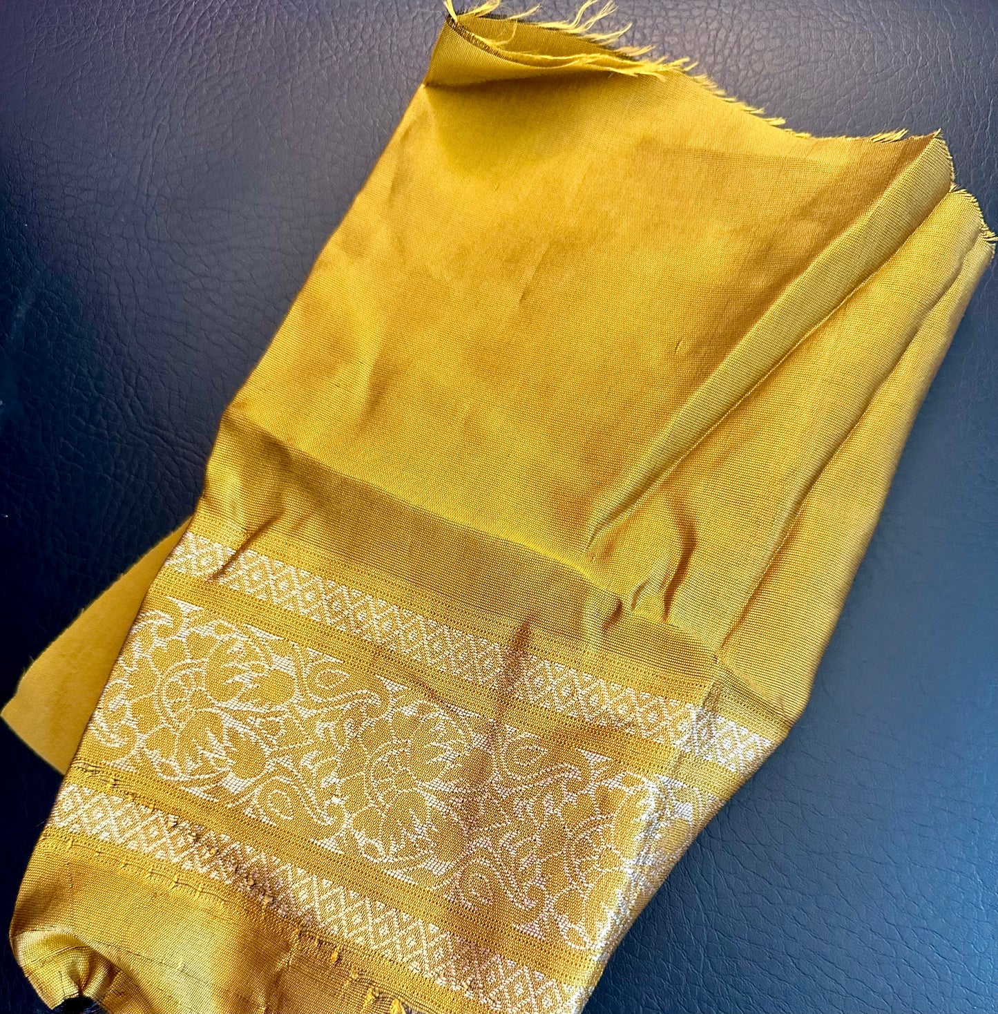 Mustard/red silk saree