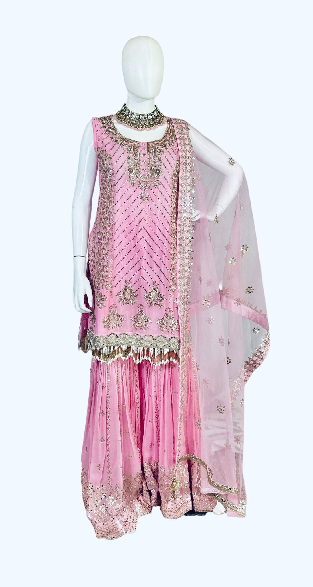 Pink georgette sharara set