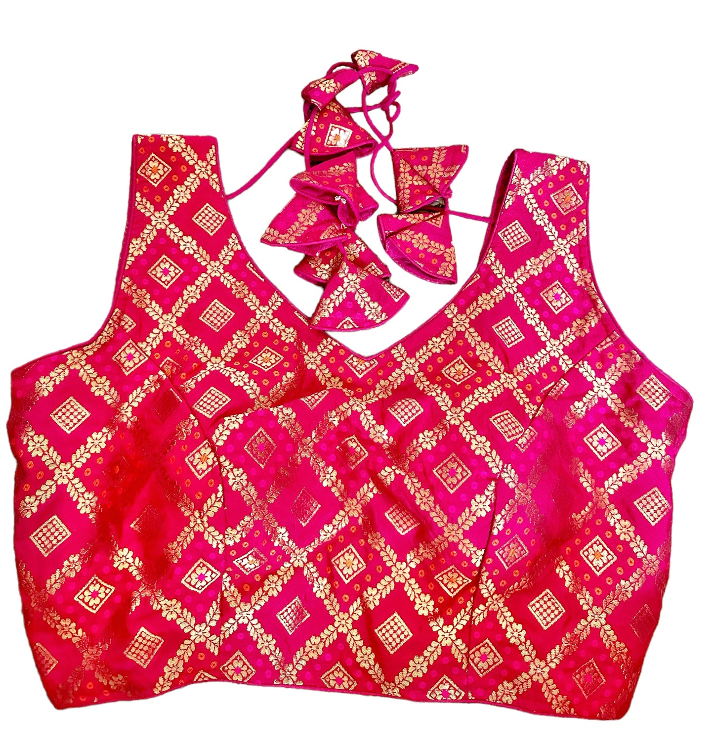 Fuchsia benarasi silk blouse