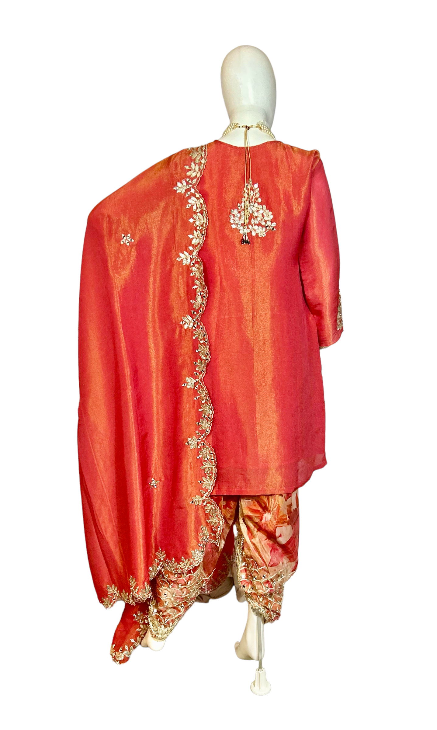 Rustish orange dhoti suit