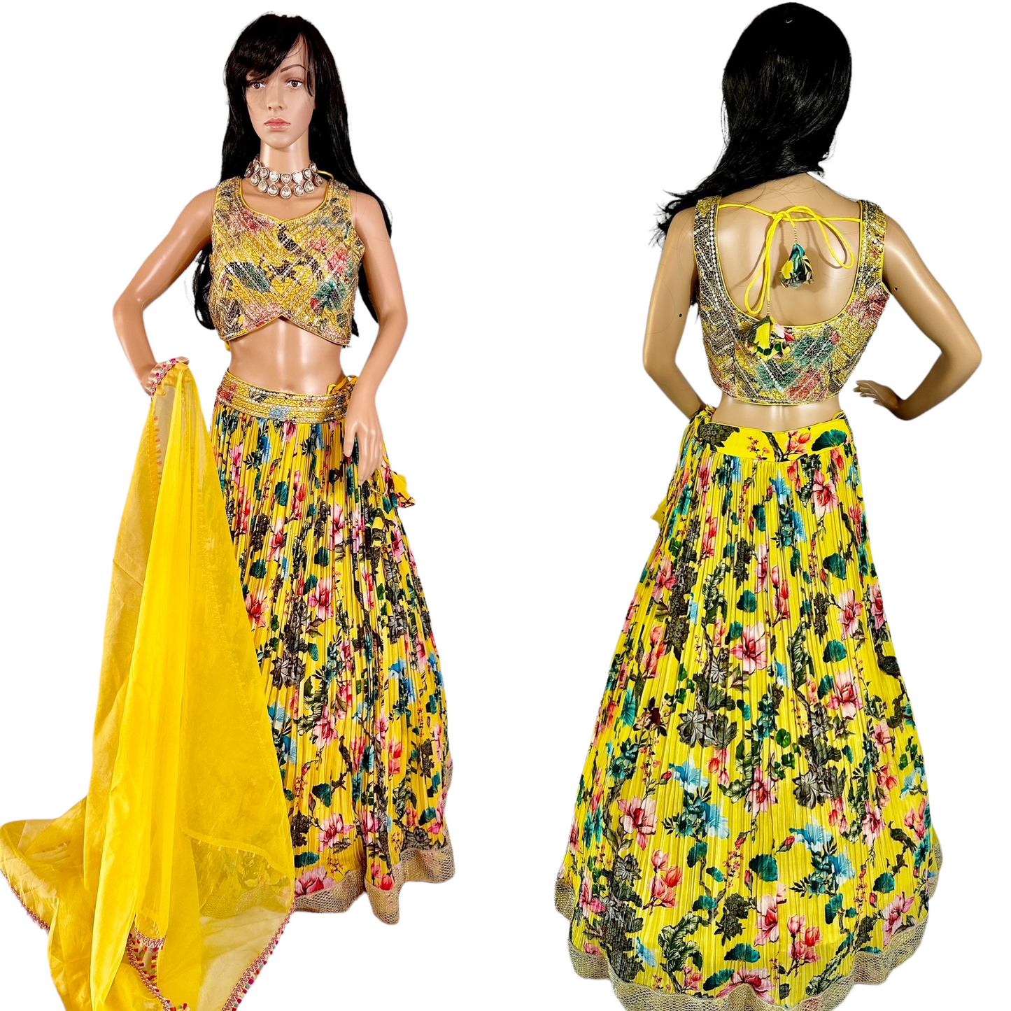 Yellow floral Lehenga