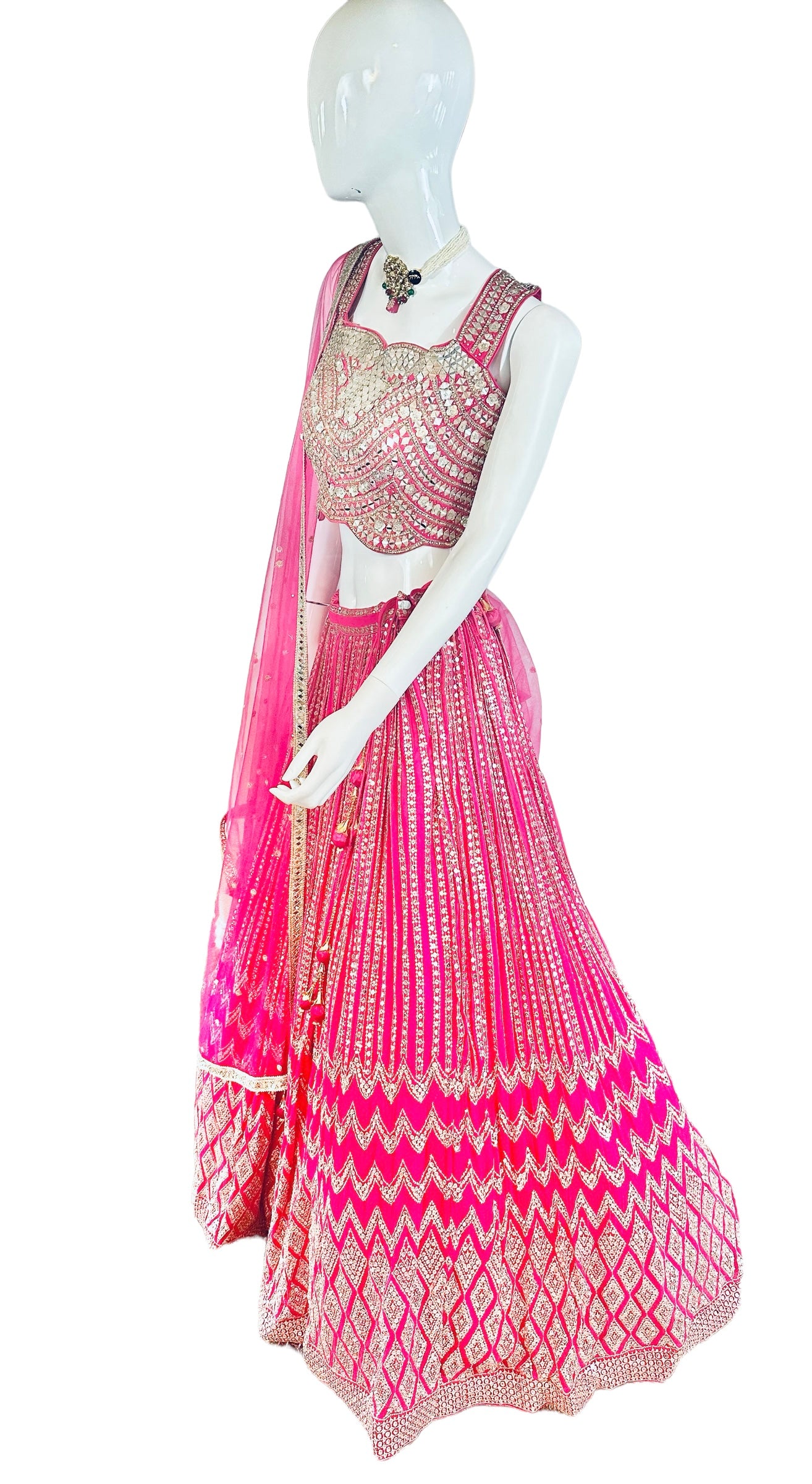 Hot pink sequins lehenga