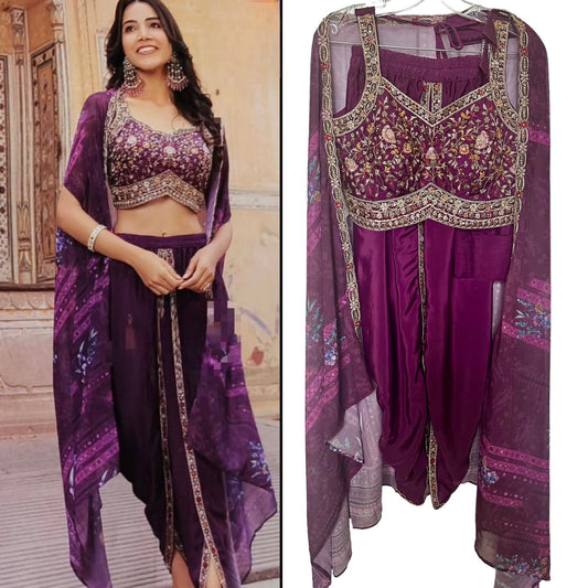 Purple dhoti set