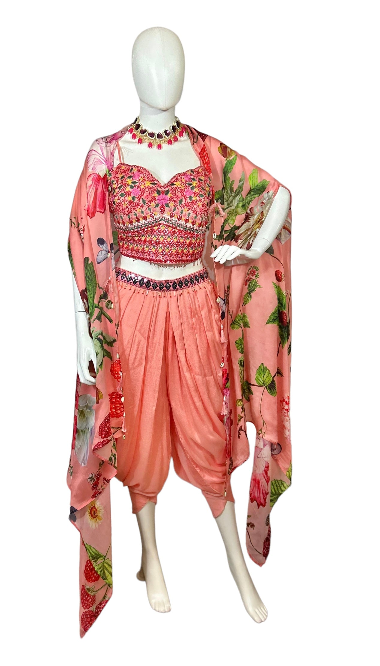 Peach dhoti set