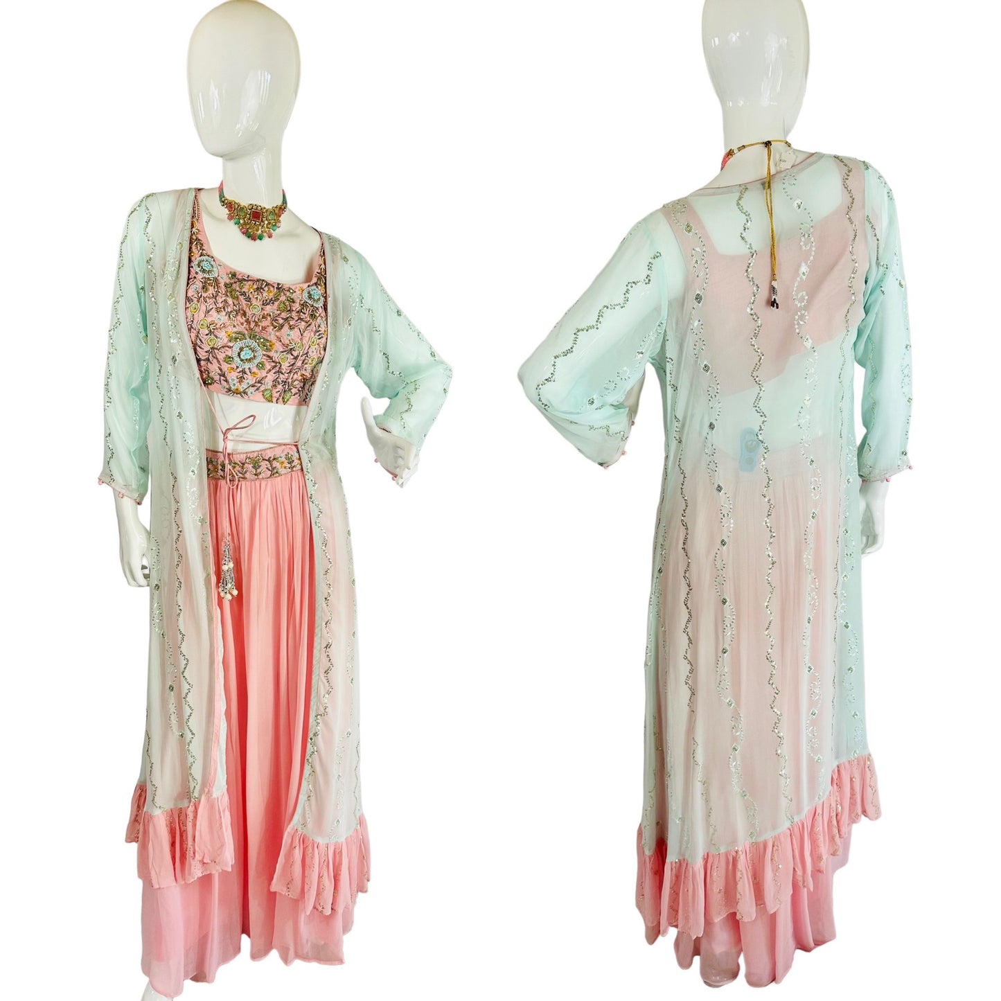 Pink/blue palazzo fusion set