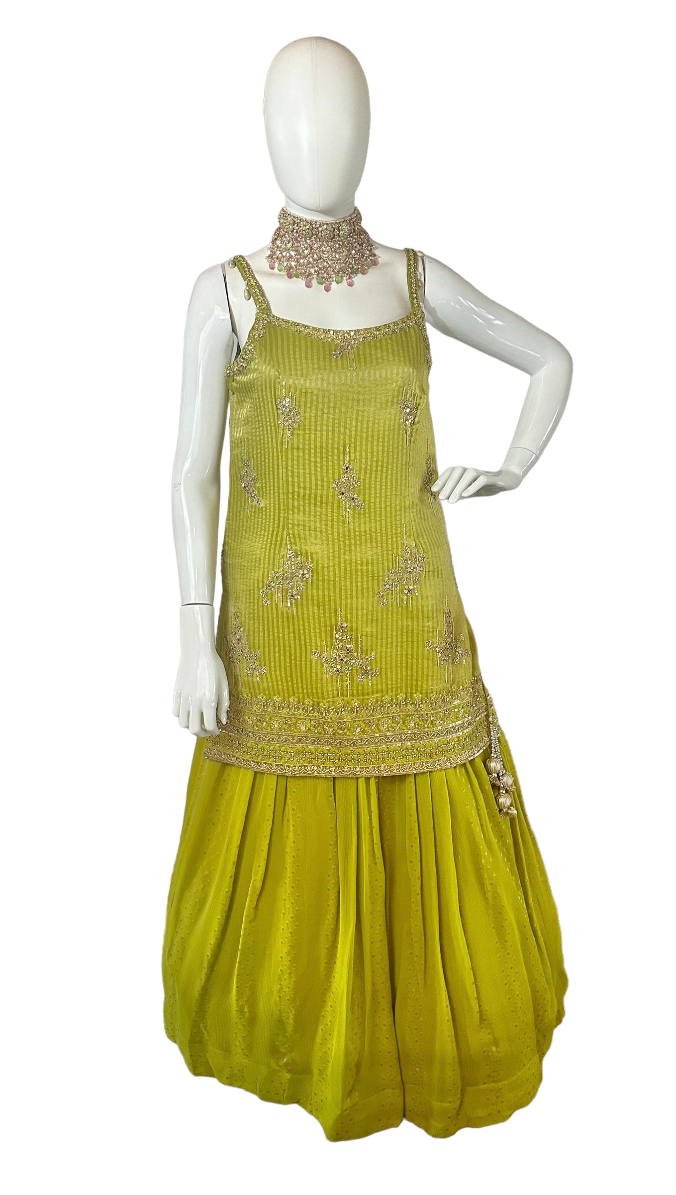 Parrot green lehenga set