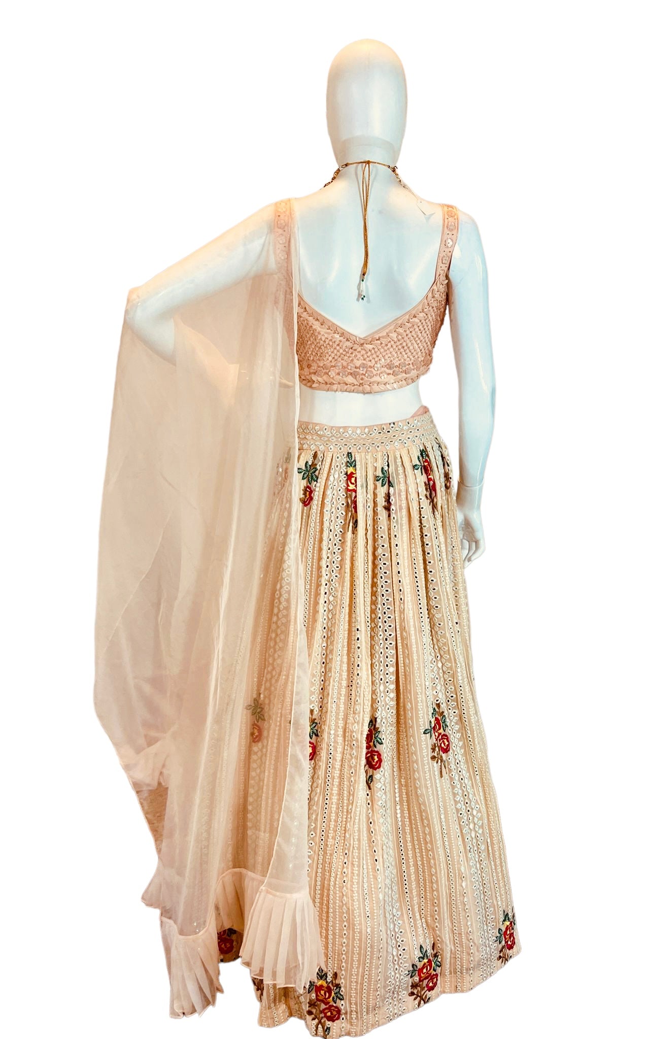 Peach chikankari Lehenga