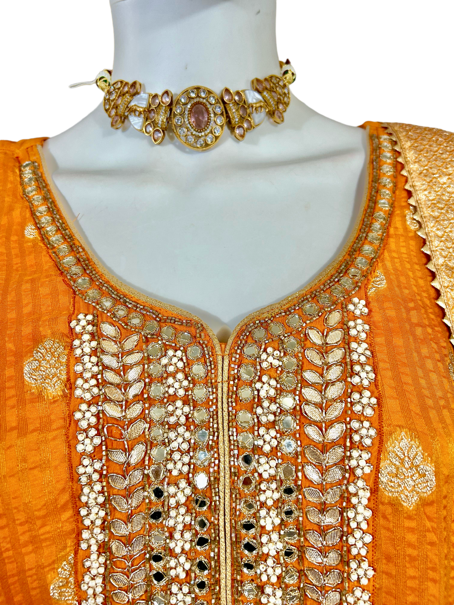 Orange Chanderi suit