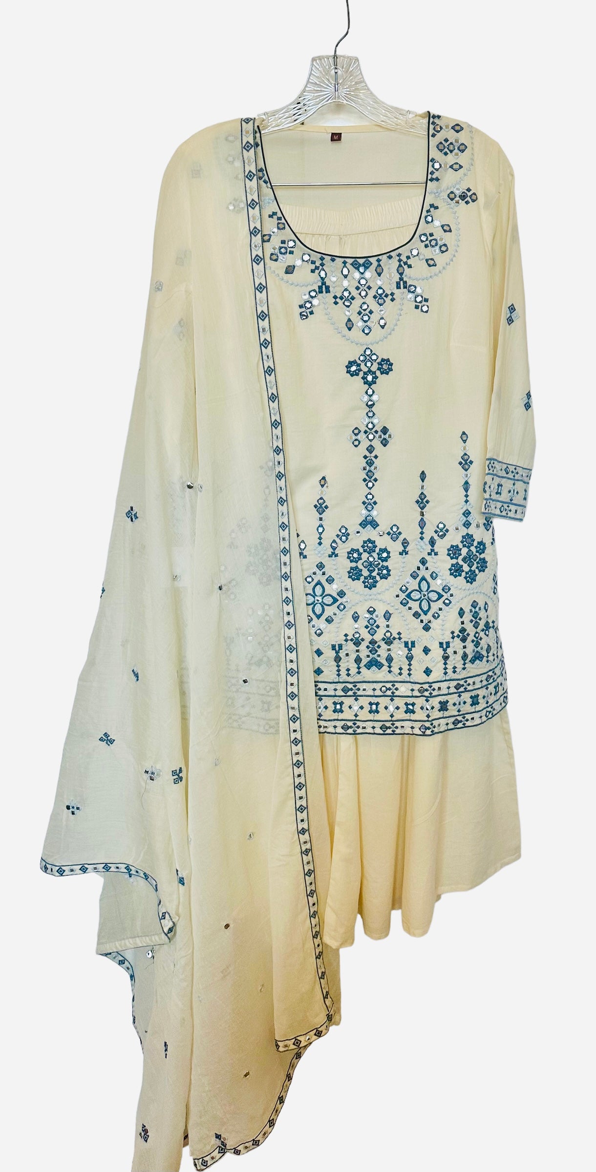 Ivory/blue mulumul sharara suit