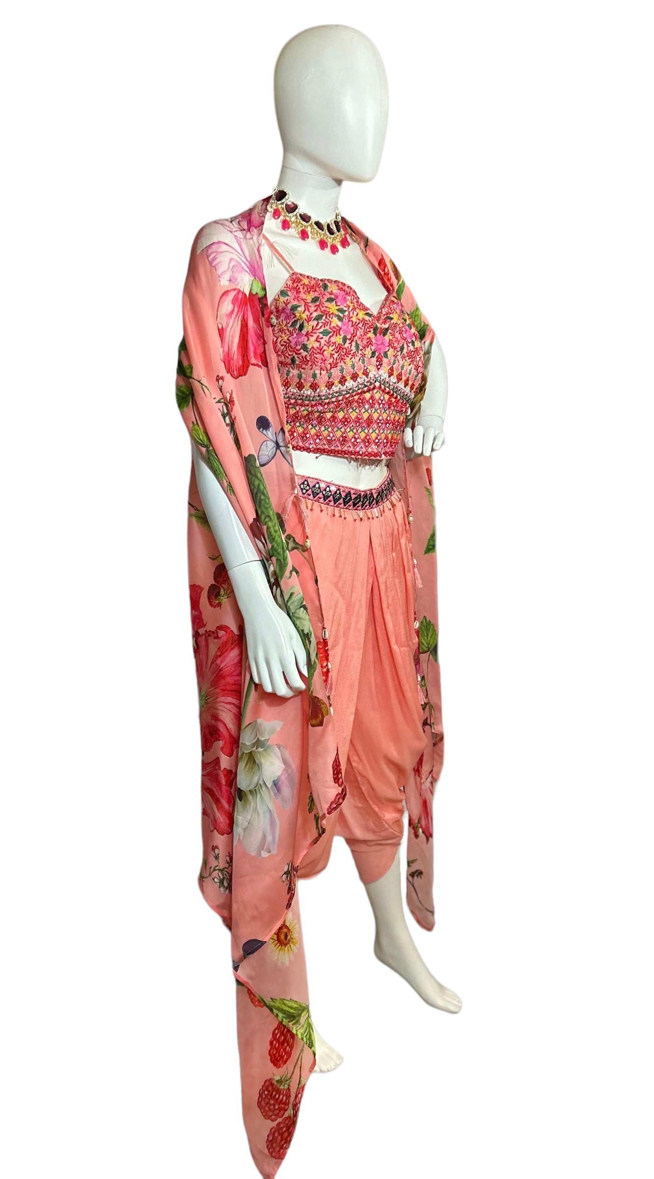 Peach dhoti set