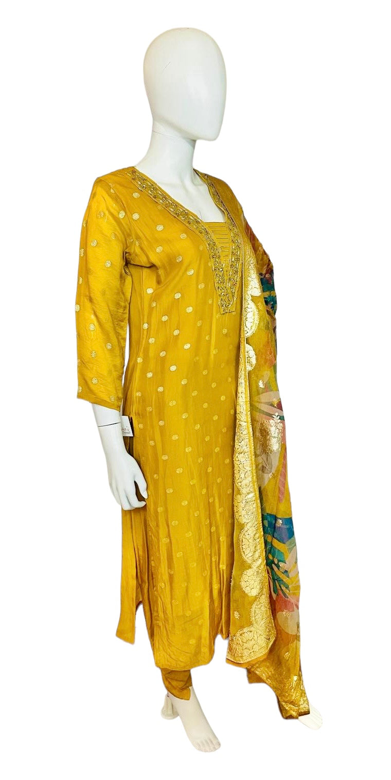 Mustard organza suit