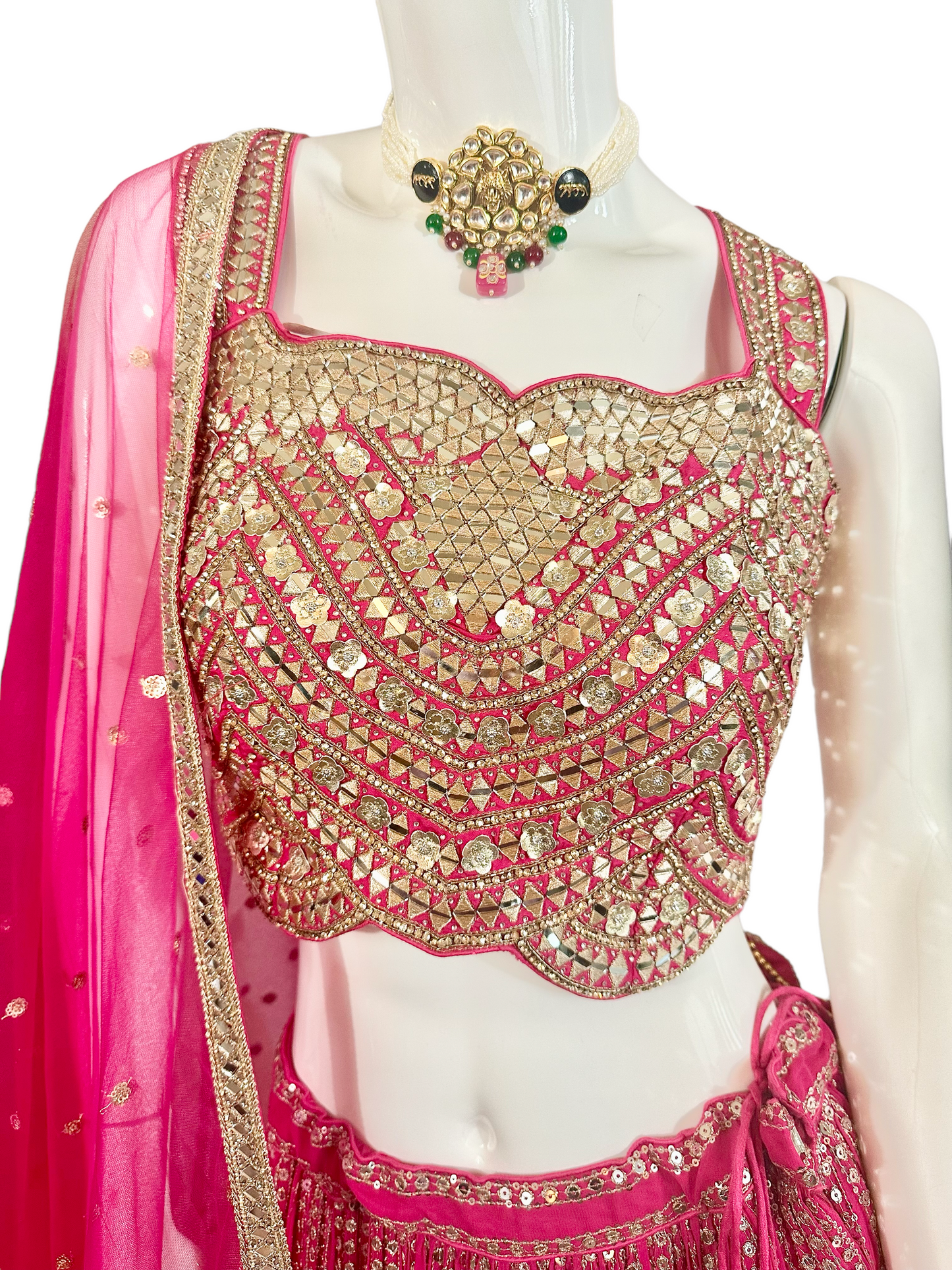 Hot pink sequins lehenga