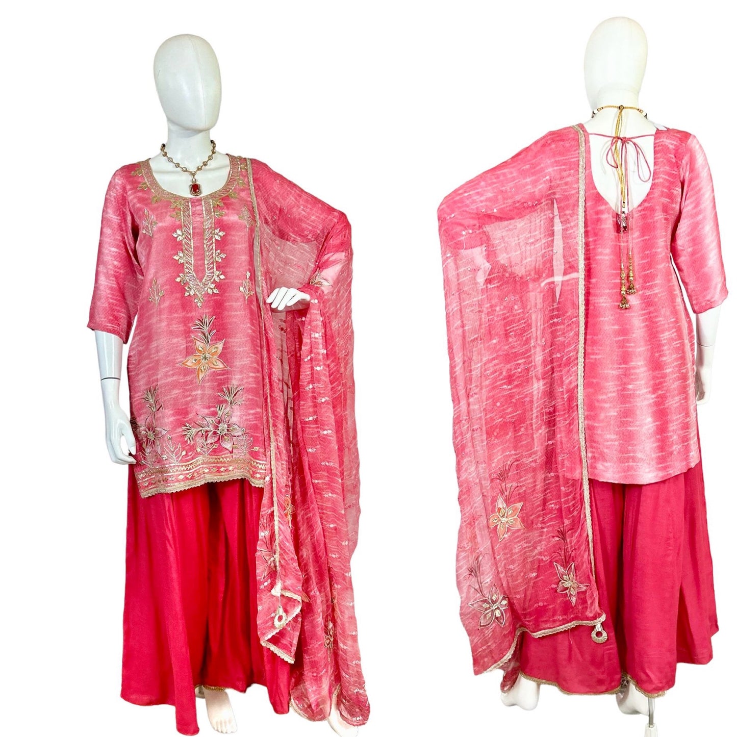 Pinkish red Sharara suit