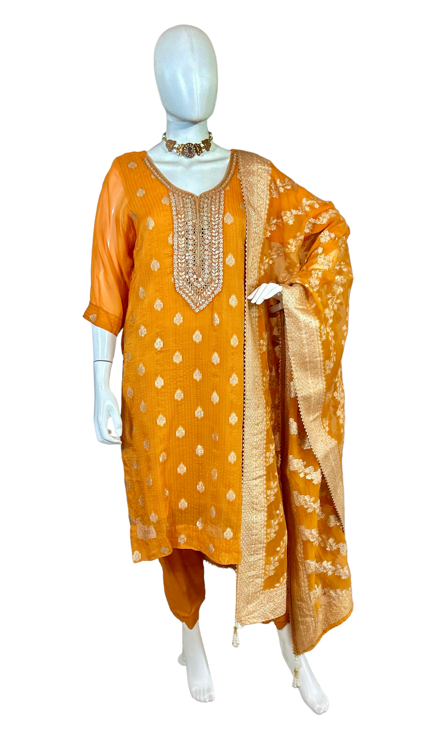 Orange Chanderi suit