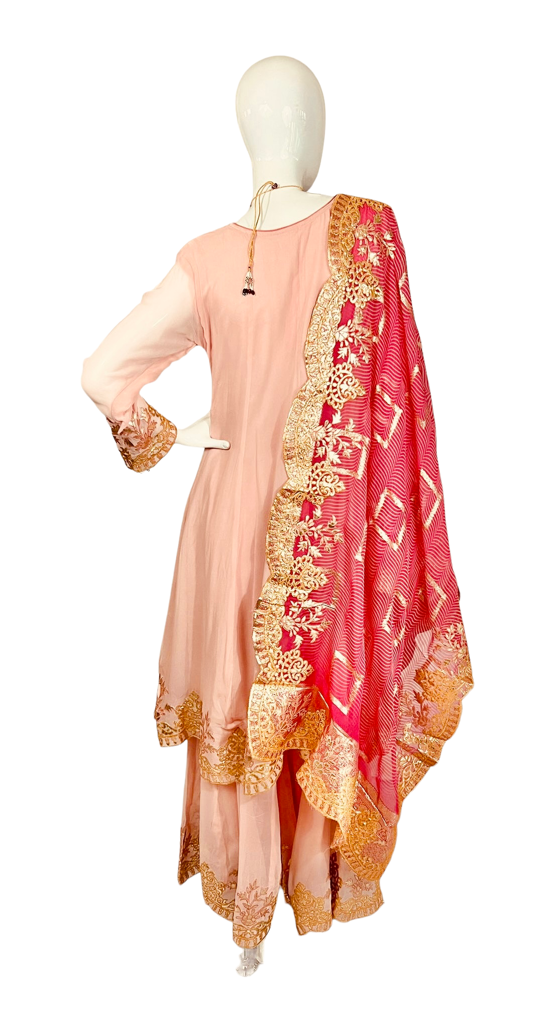 Pink a-line  sharara suit