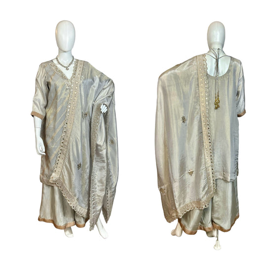 Silver grey sharara suit