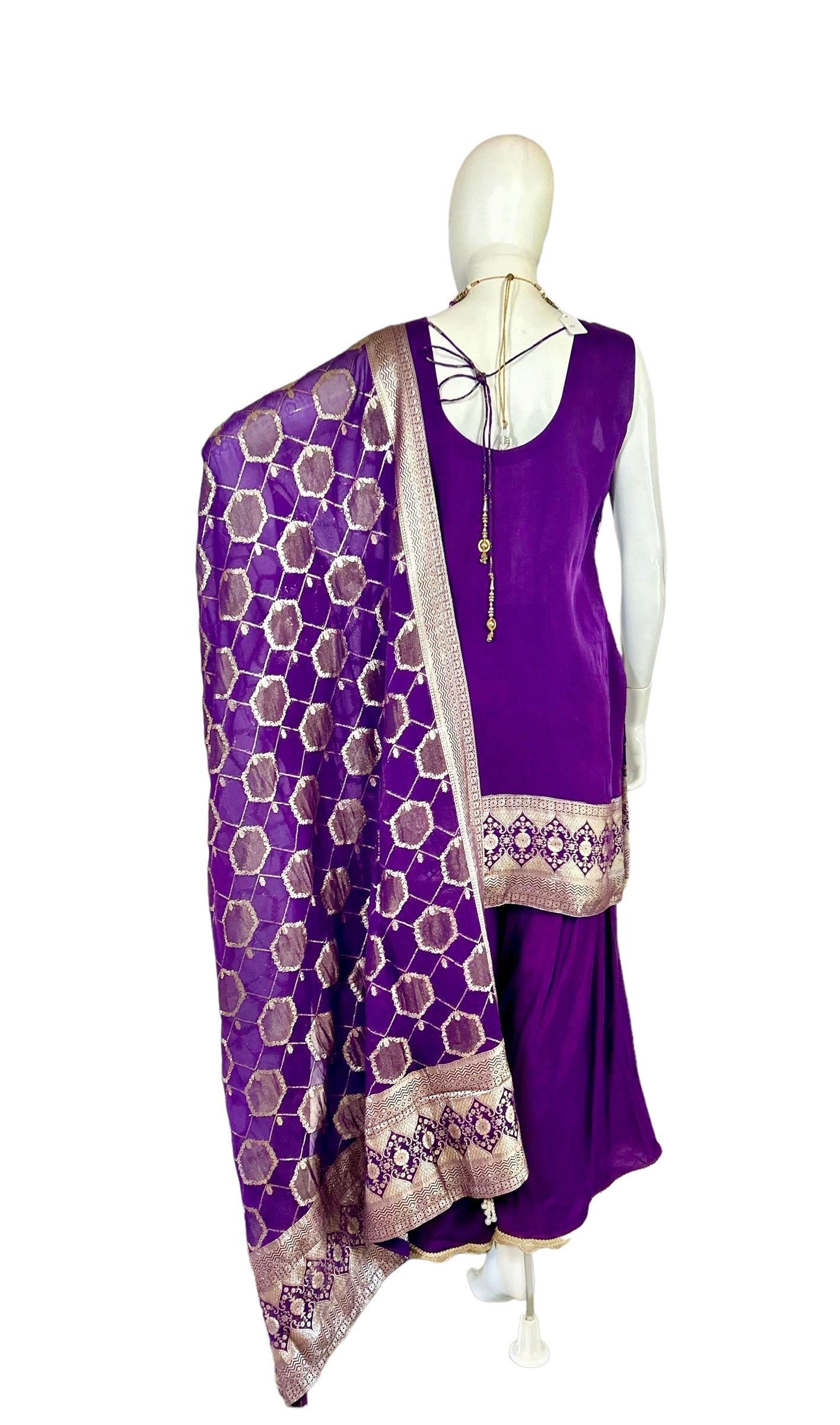 Purple Chanderi sharara suit