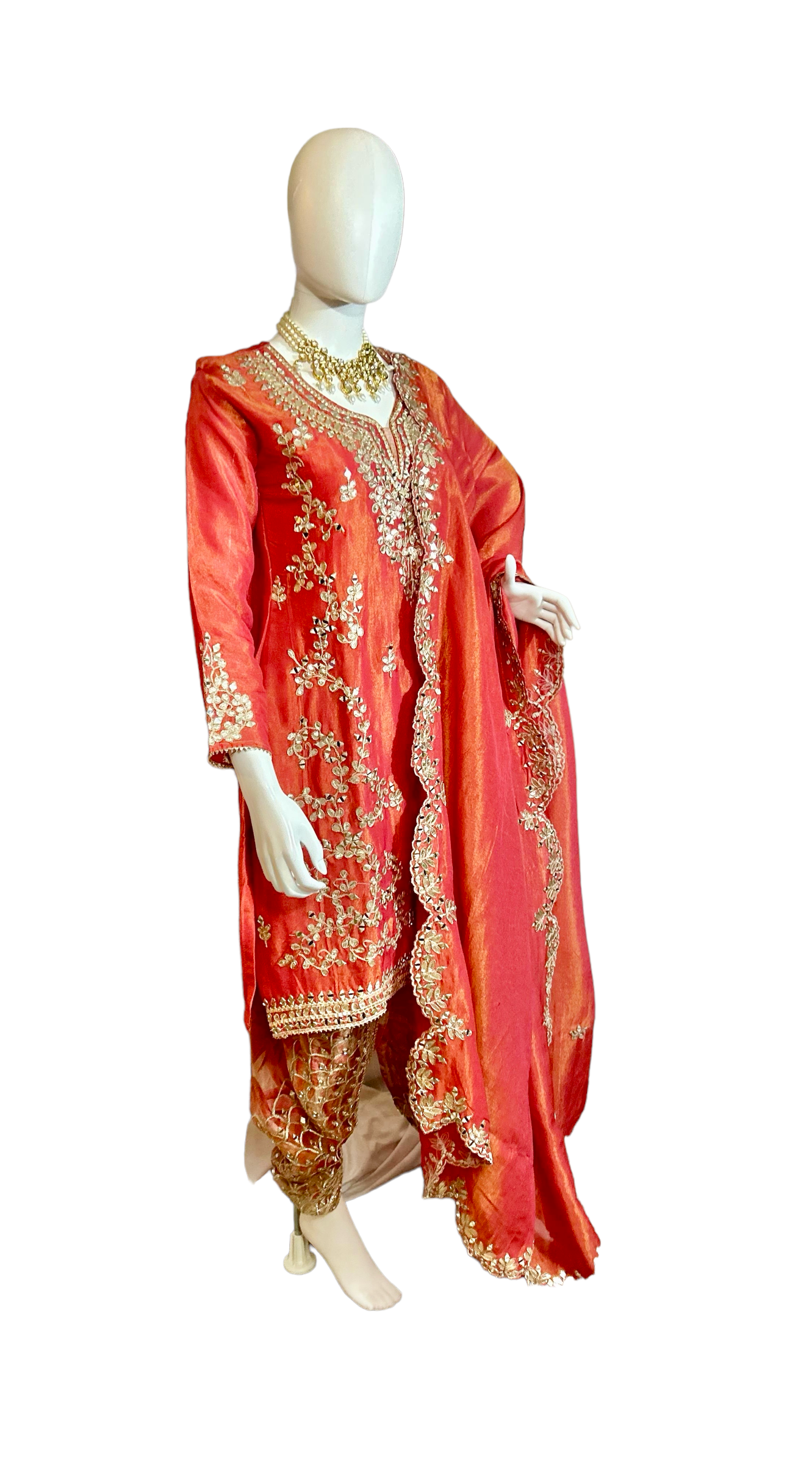 Rustish orange dhoti suit