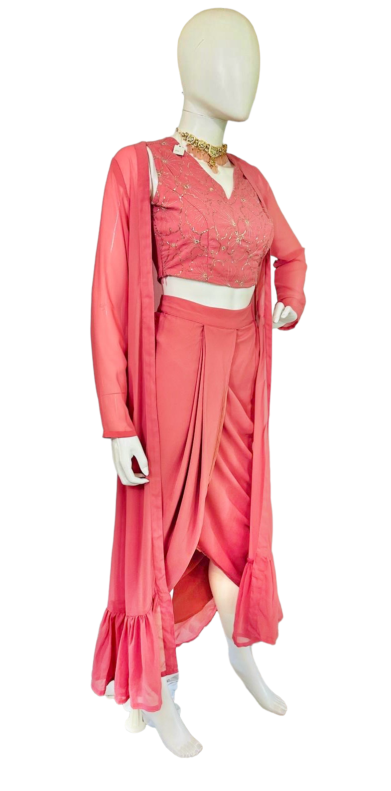 Pink dhoti set