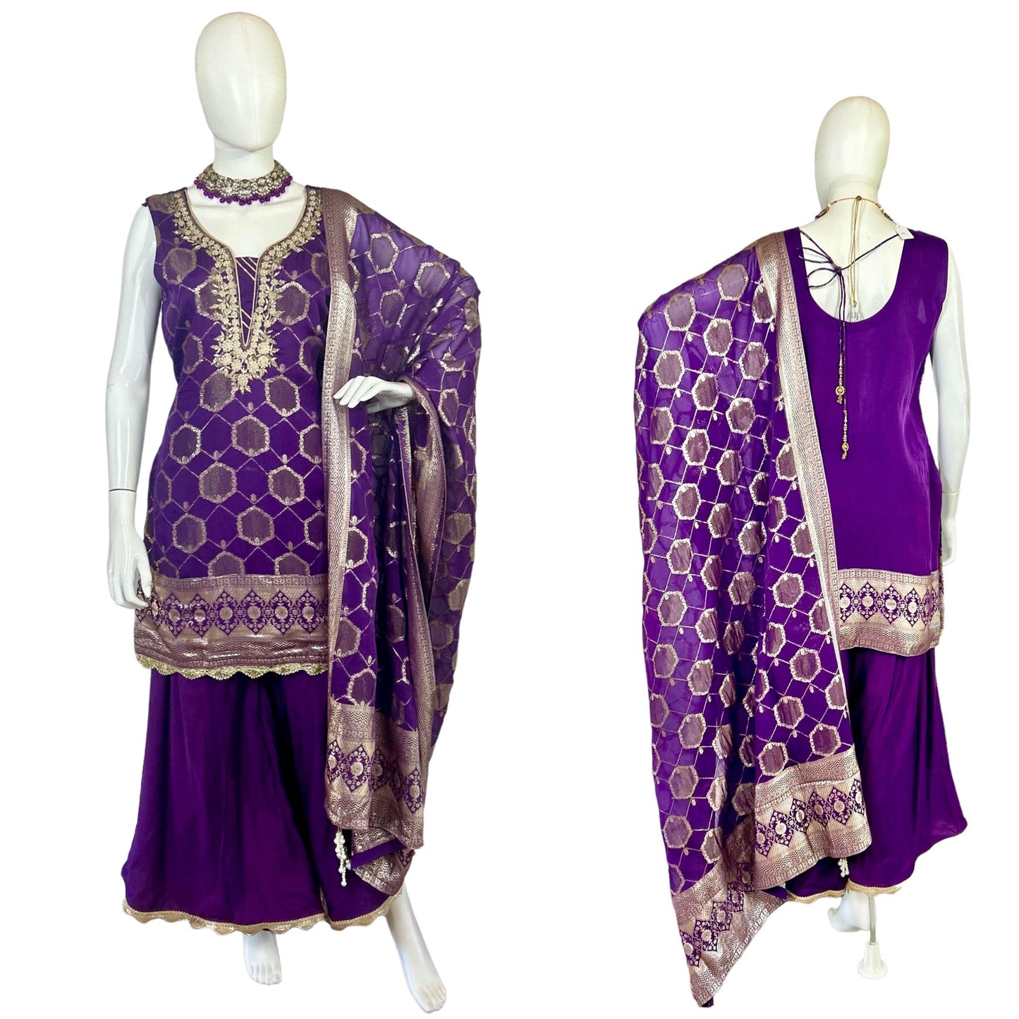 Purple Chanderi sharara suit