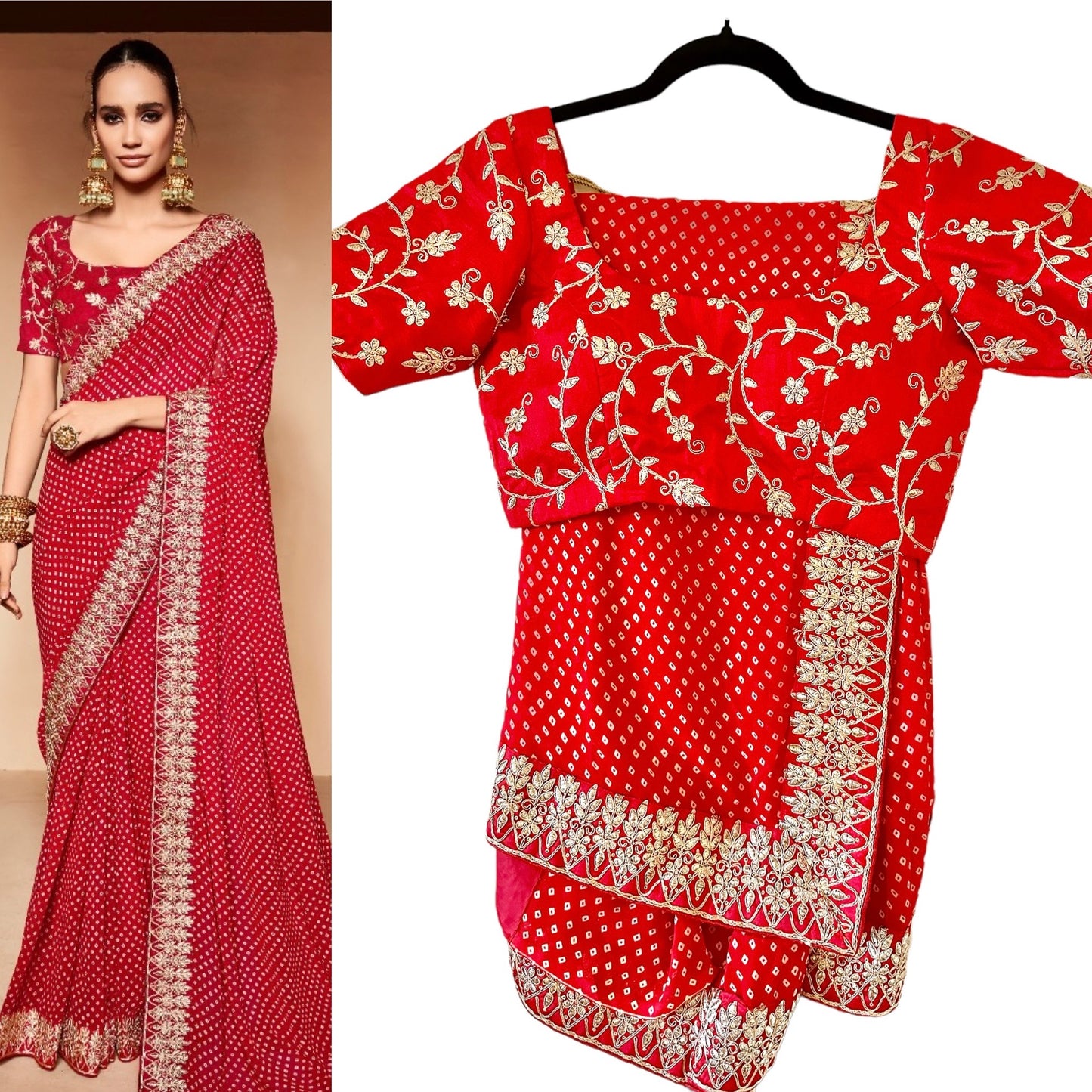 Red bandini saree