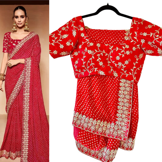 Red bandini saree