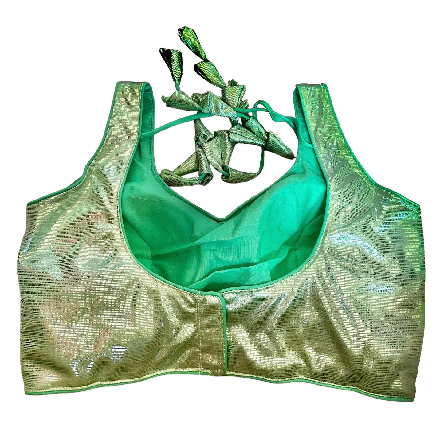 Green satin blouse