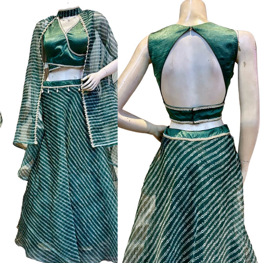 Green organza lehenga