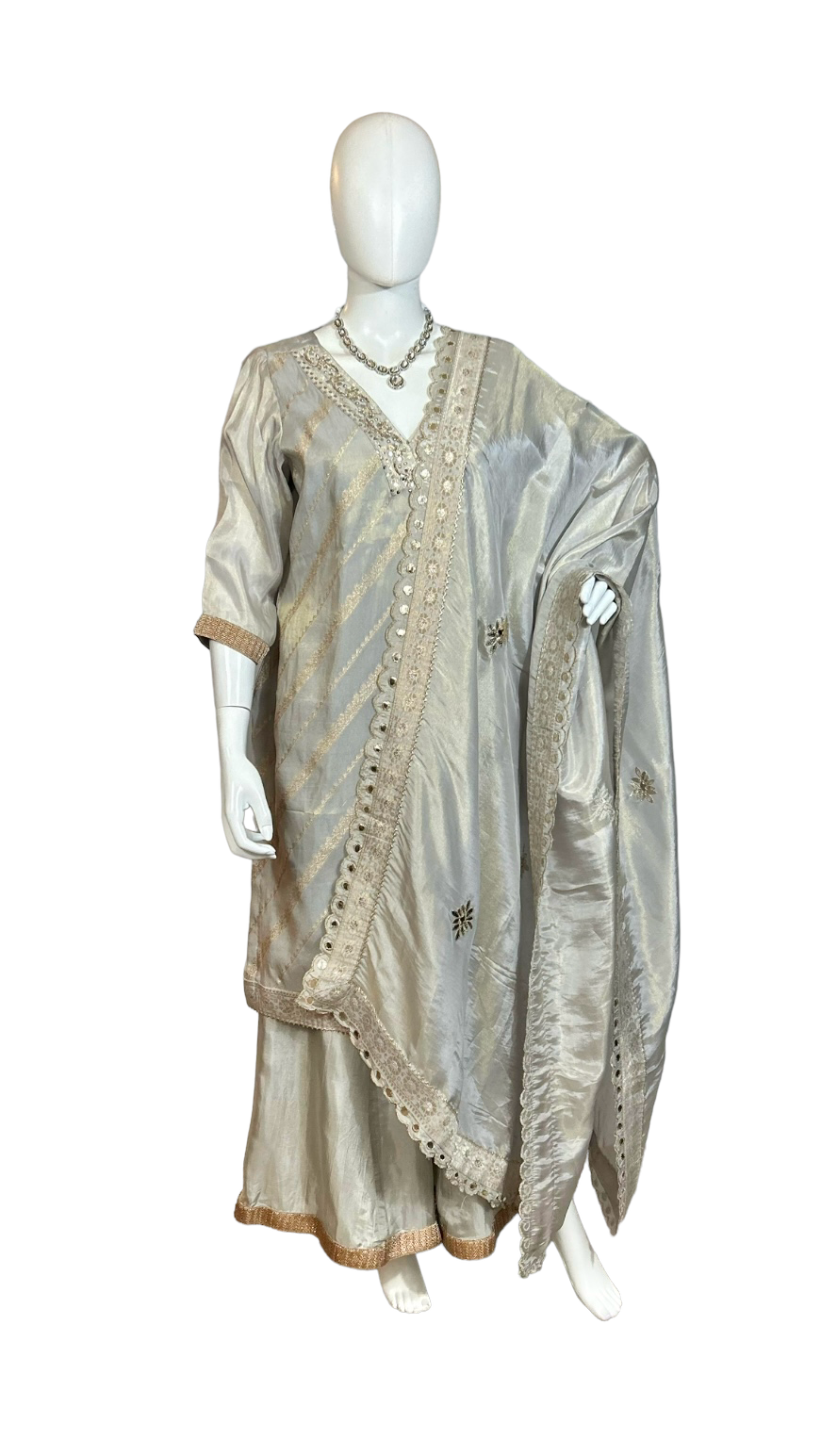 Silver grey sharara suit