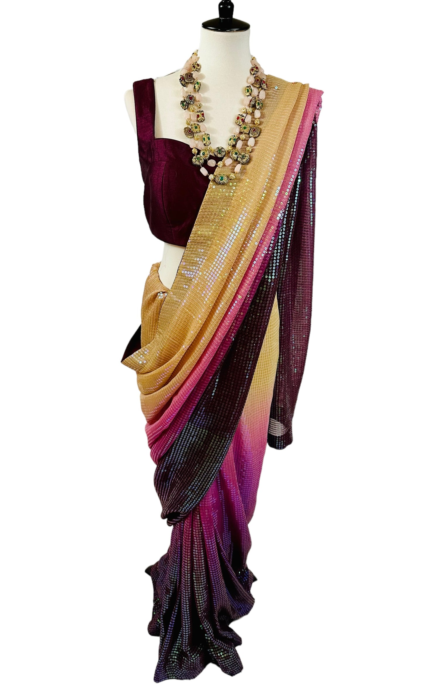 Purple ombré sequins saree