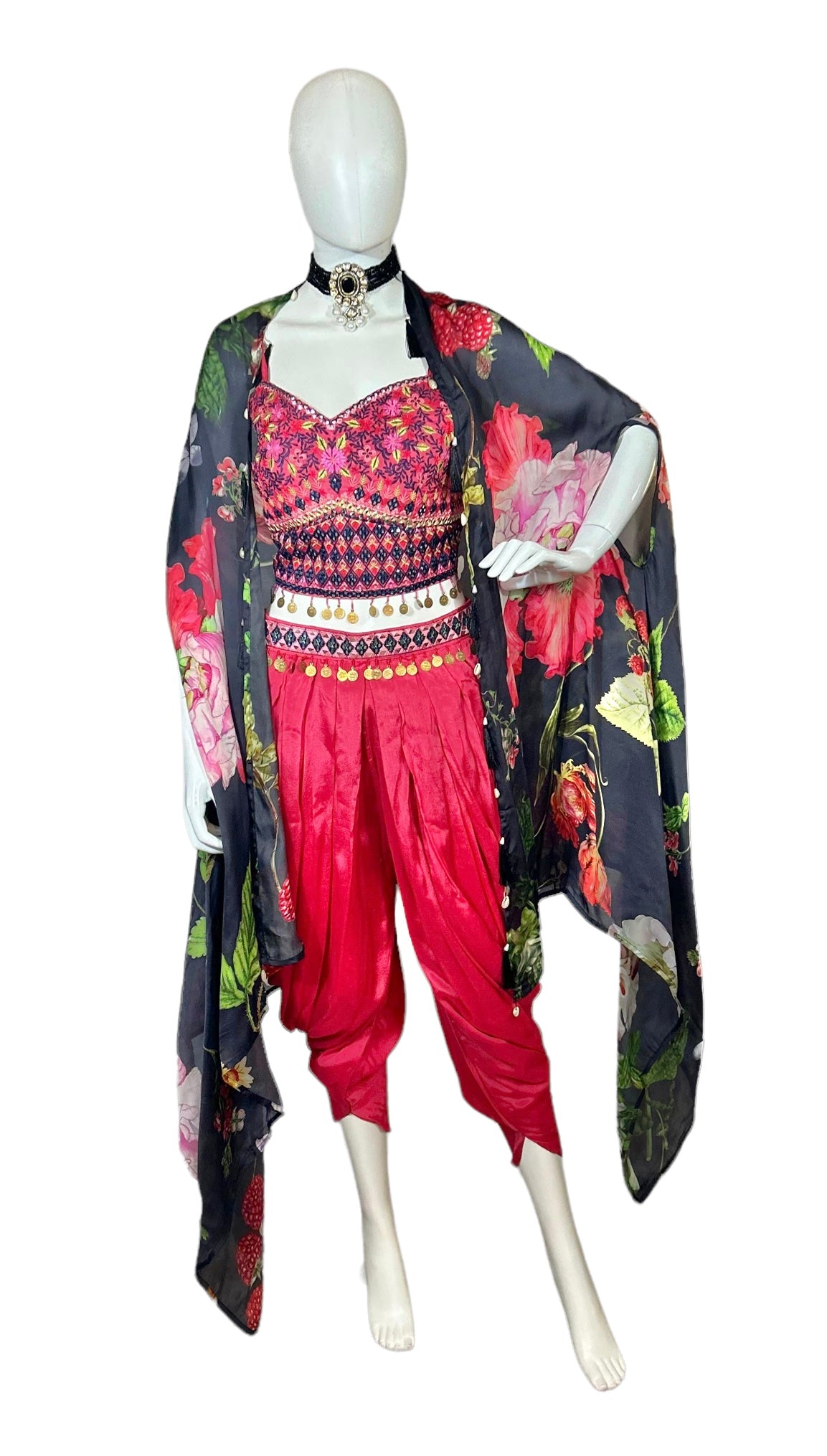 Red/black dhoti set