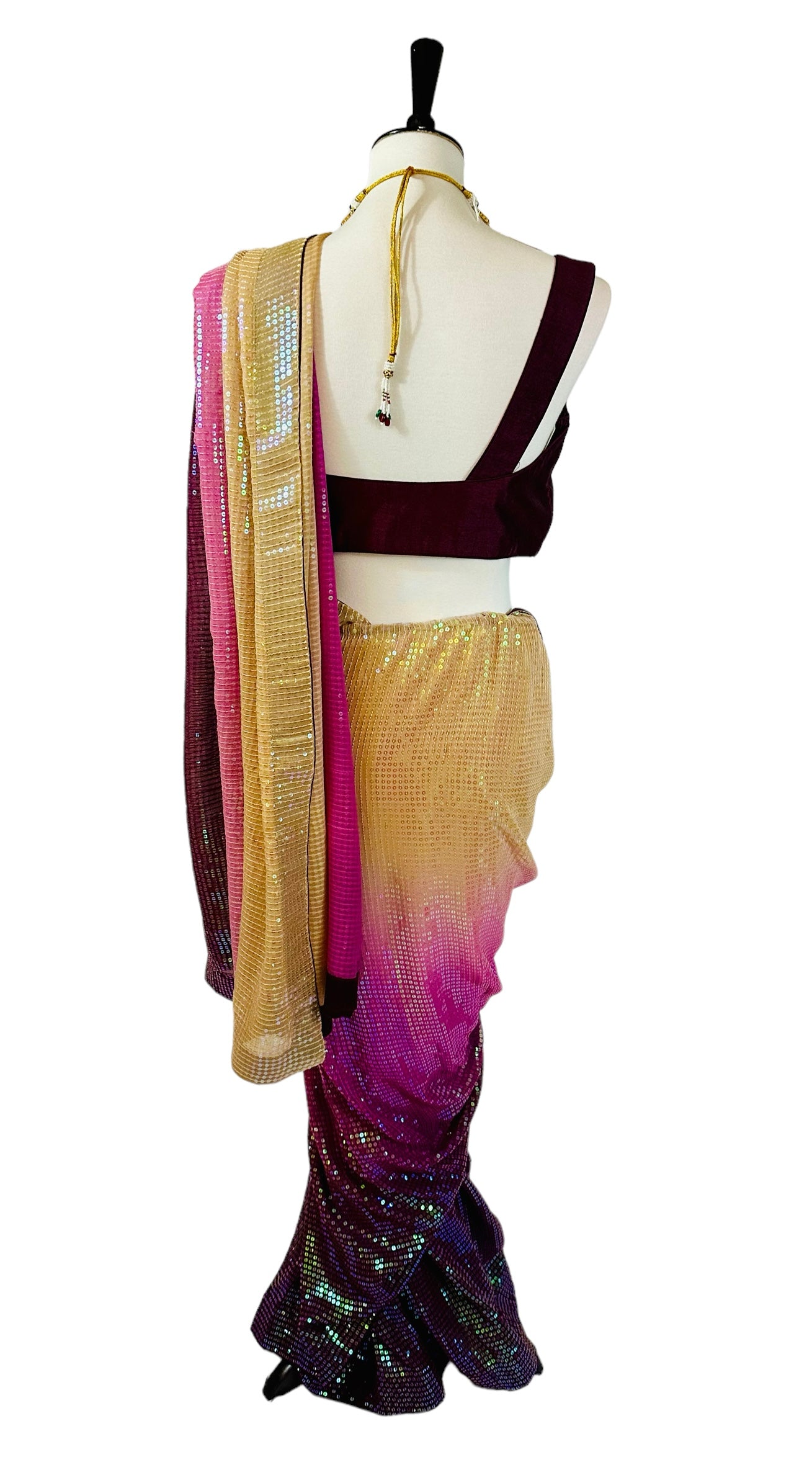 Purple ombré sequins saree