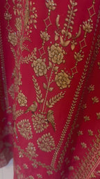 Deep red Sharara set