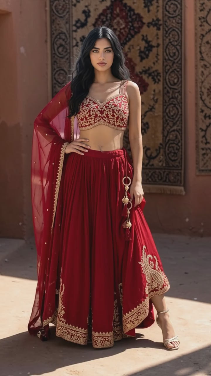 Red lehenga set