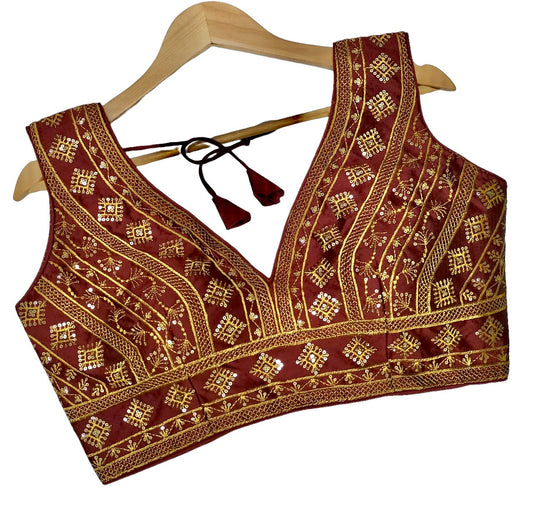 Maroon raw silk blouse