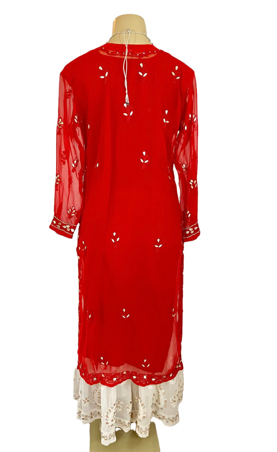 Red chikankari tunic