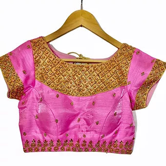 Hot pink raw silk blouse