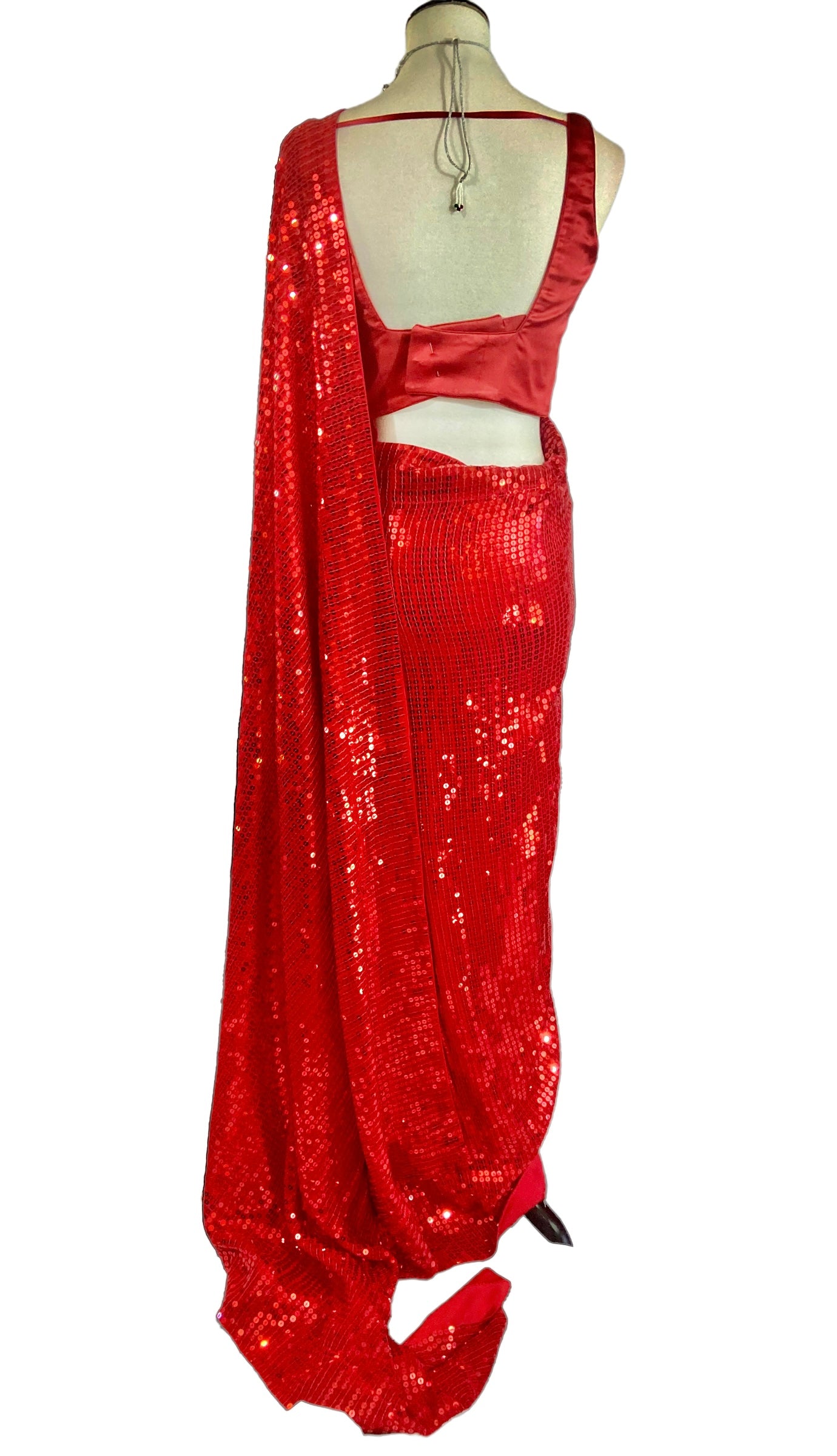 Red sequins georgette Saree