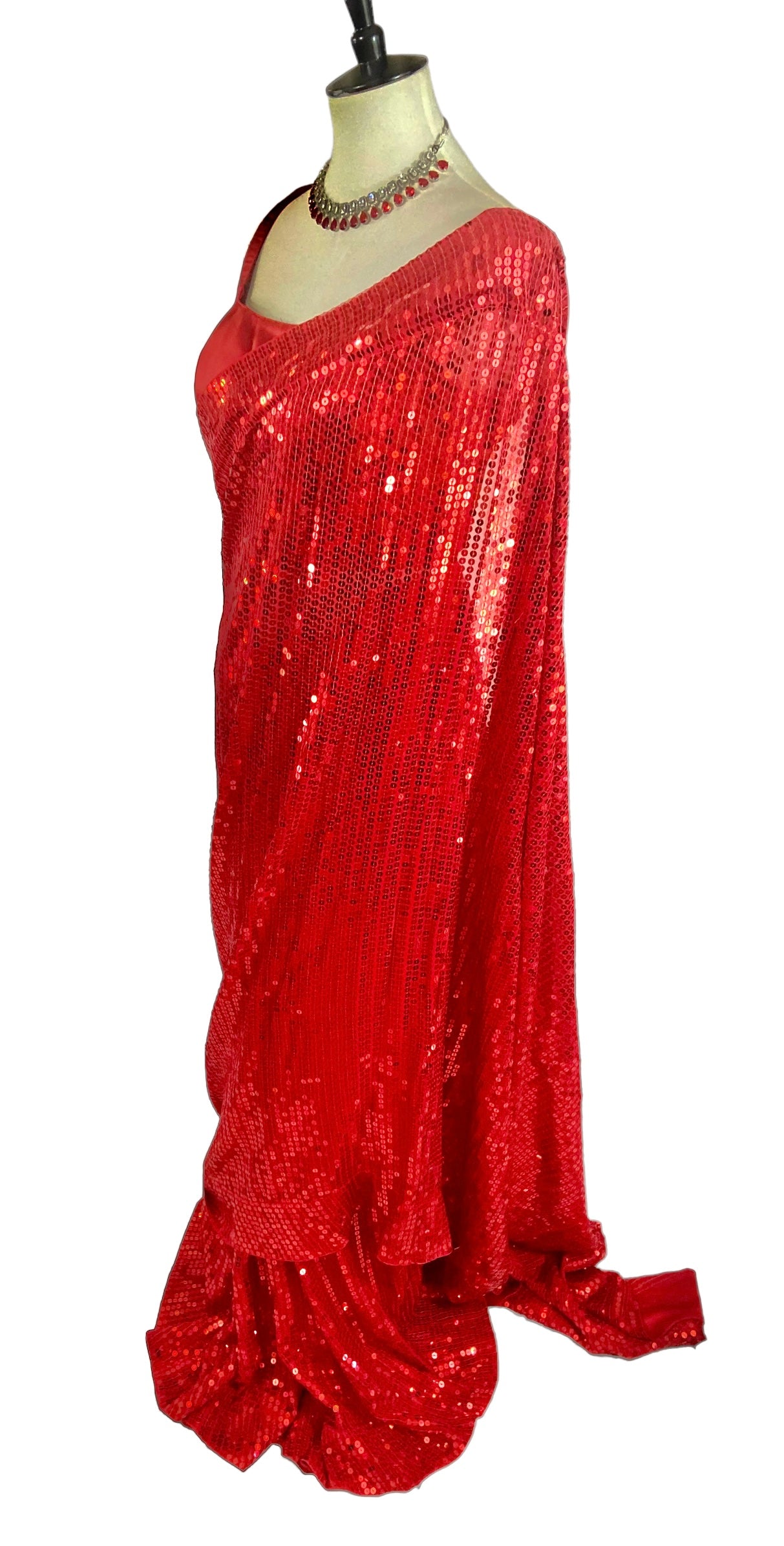 Red sequins georgette Saree