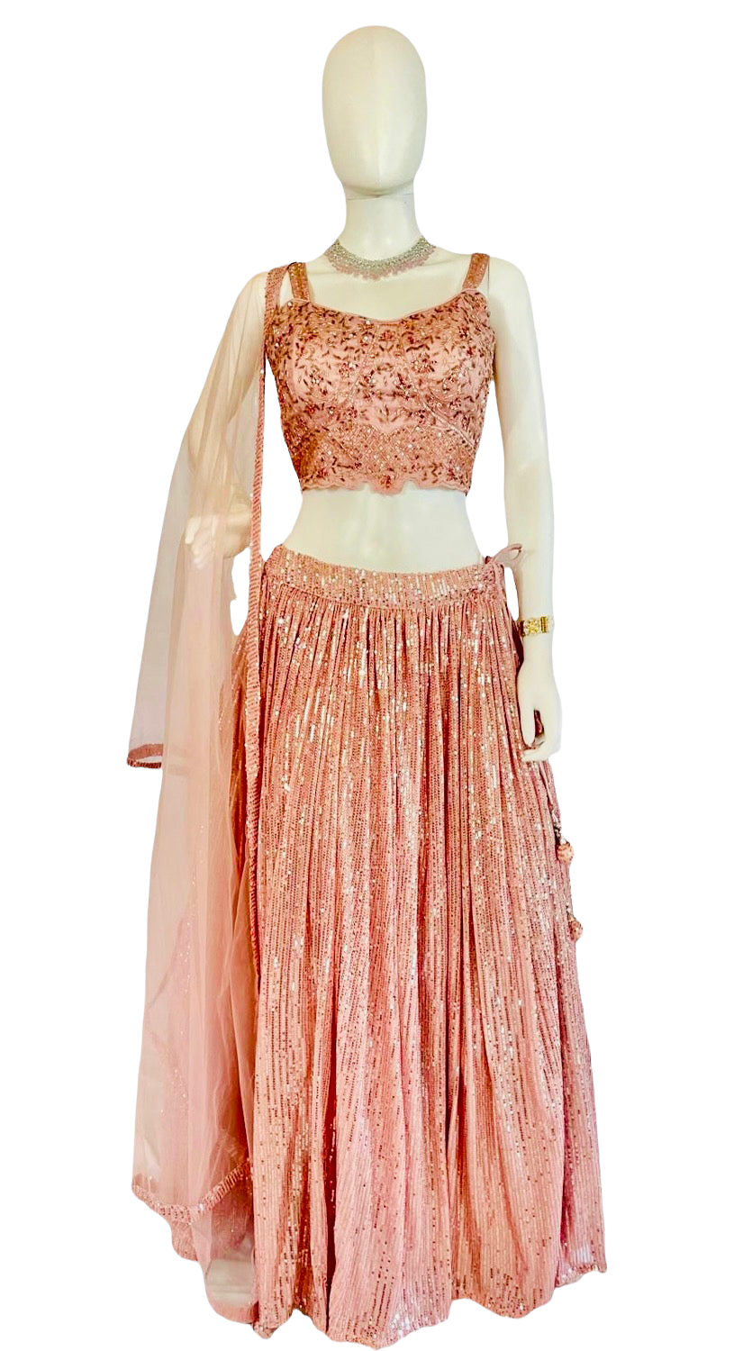 Pink sequins lehenga