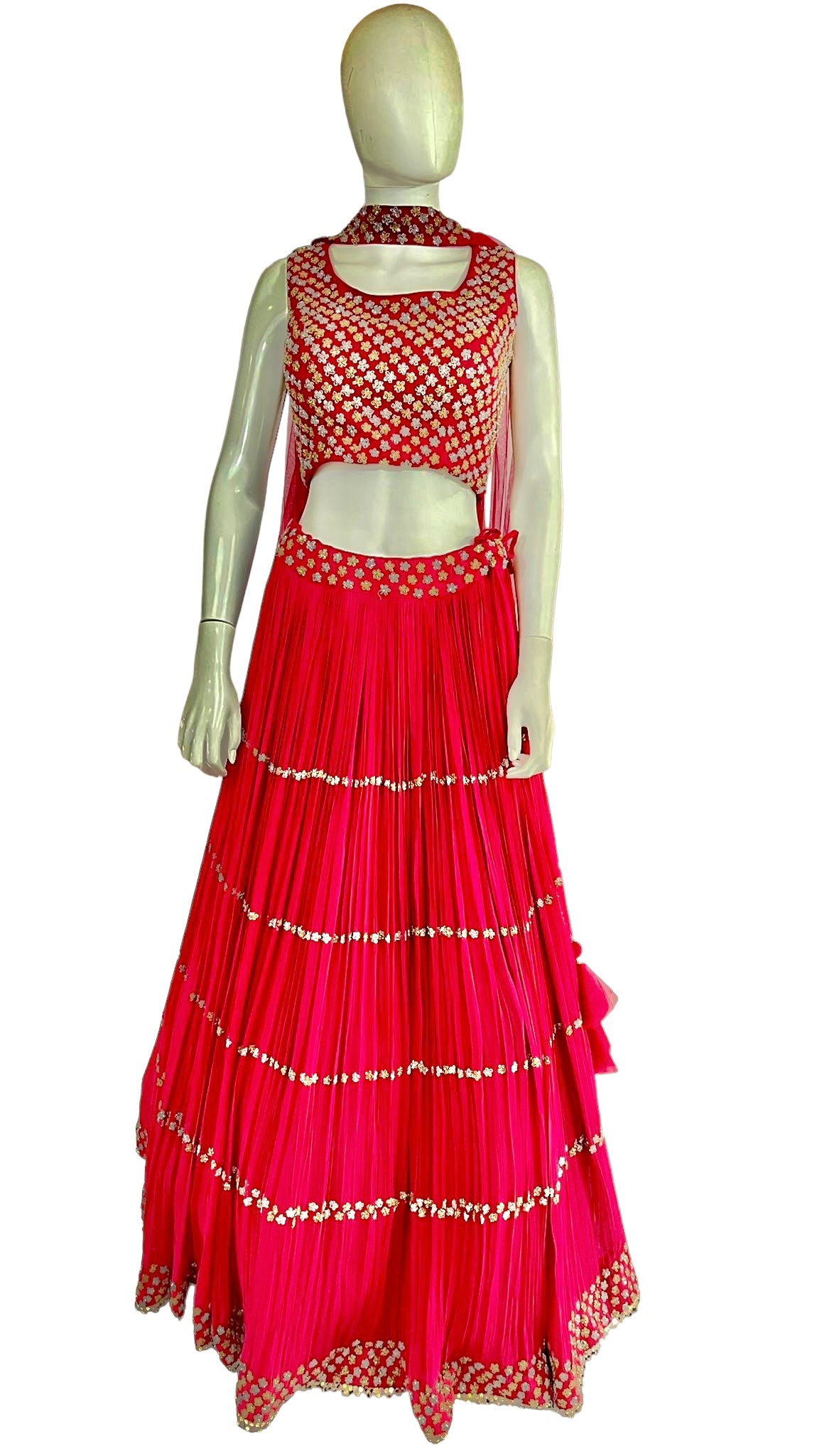 Red georgette Lehenga