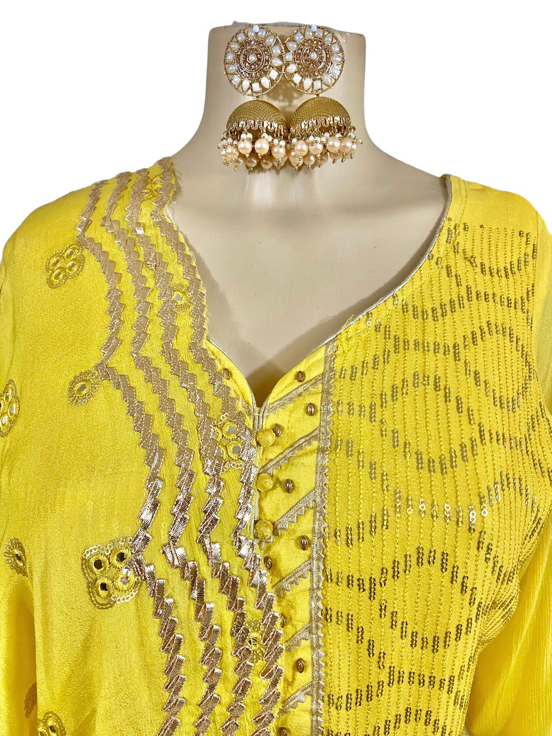 Yellow georgette sharara suit