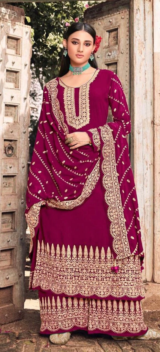 Maroon sharara suit