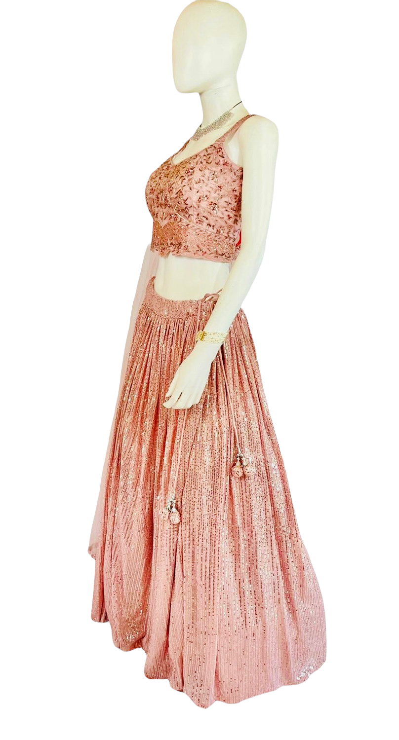 Pink sequins lehenga