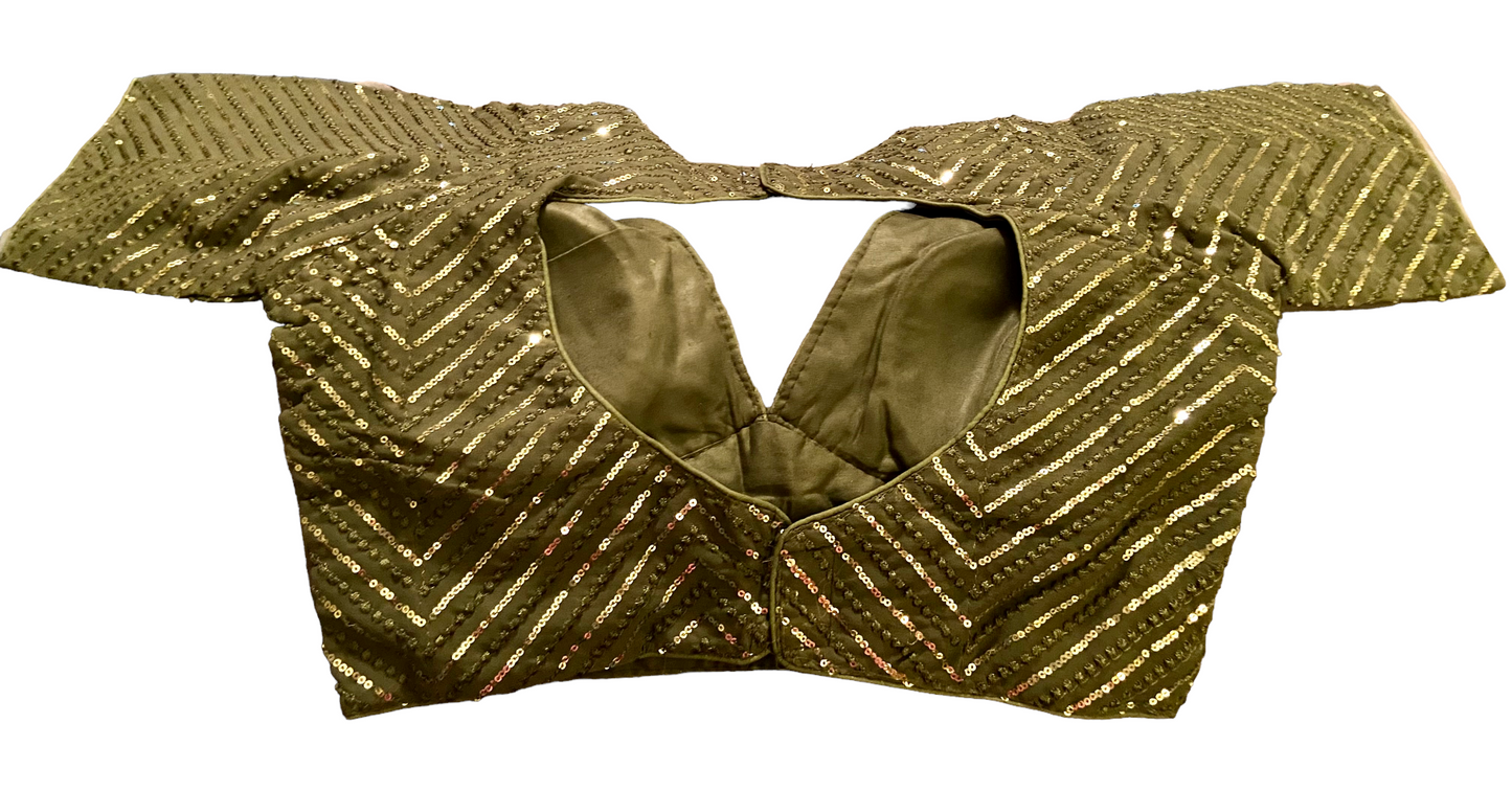 Olive green sequins blouse