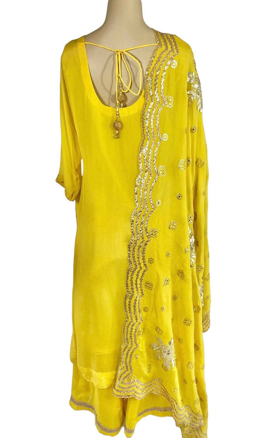 Yellow georgette sharara suit